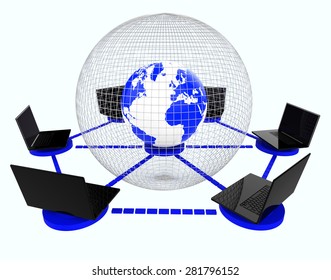 Global Computer Network Representing Communication Globalisation And Globalize