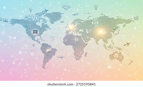Global connectivity map with grid pattern