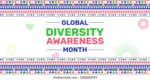 Global Diversity Awareness Month Abstract Backdrop With Colorful Shapes And Designs. Modern Diversity Awareness Month October Backdrop