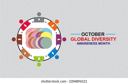Global Diversity Awareness Month October. Template For Background, Banner, Card, Poster With Text Inscription. Multipurpose Illustration Design.