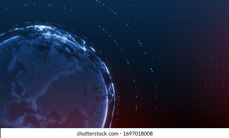 Global Earth Rotating Digital World Breaking News Studio Background For News Report And Breaking News On World Live Report