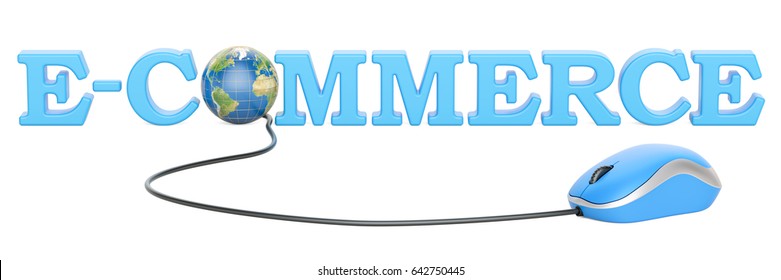 global e-commerce concept, 3D rendering isolated on white background, Elements of this image furnished by NASA