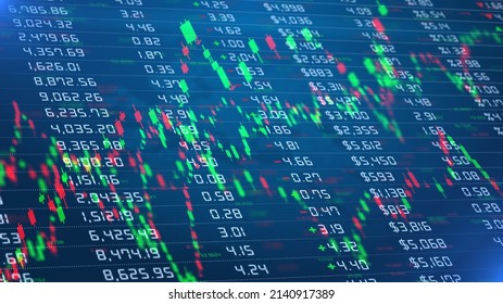 Global Economic Inflation And Deflation Stock Market Indices With Chart Trading On International Exchanges, Share Market Price Investment Trend Graphs - Illustration Rendering