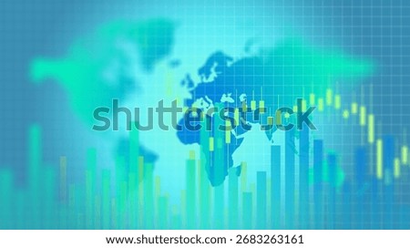 Global Economy Chart: A dynamic data visualization showcases the complexities of the global economy, featuring vibrant charts superimposed against a world map.
