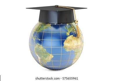 Global Education Concept, 3D Rendering Isolated On White Background. Elements Of This Image Furnished By NASA