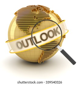 Global Financial Outlook Symbol With Globe, 3d Render, White Background