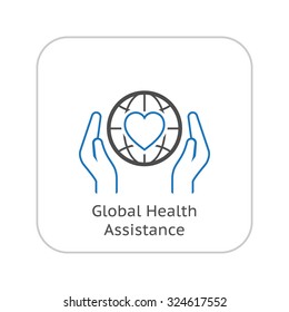 Global Health Assistance Icon. Flat Design. Isolated Illustation.