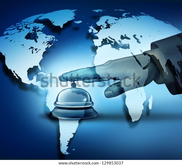 Global Hotel Service Concept Human Hand Stock Illustration