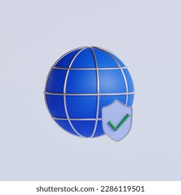Global and internet security concept. 3d render illustration