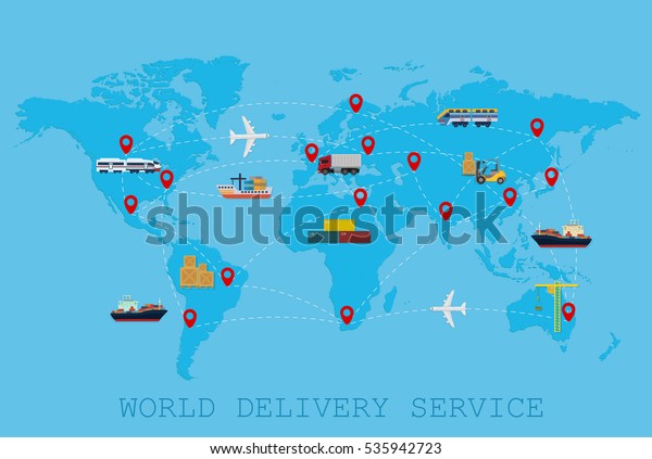 Global Logistic, shipping and service worldwide\
delivery world map\
concept