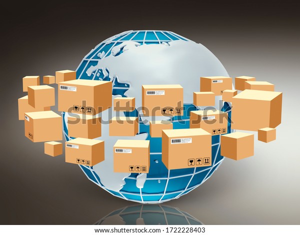 Global Logistics Concept 3d Illustration Parcel Stock Illustration ...