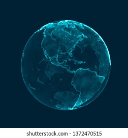 Global network concept. World map point. Global network planet Earth. 3D rendering.