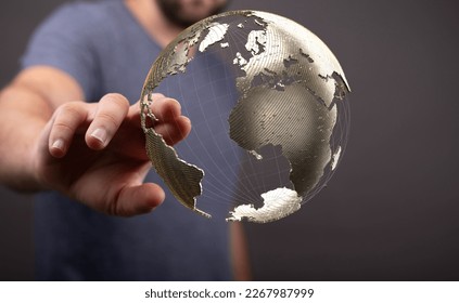Global network concept. World map point. Global network planet E
