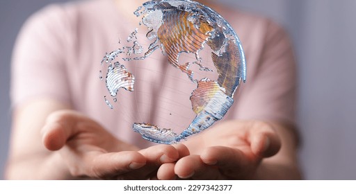 Global network concept. World map point. Global network planet E