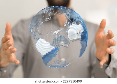 Global network concept. World map point. Global network planet E