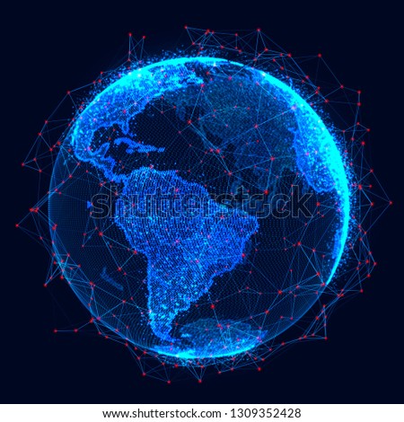 Global network concept. World map point. Global network planet Earth. 3D rendering.