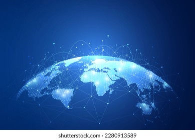 Global network connection. Big data analytics and business concept, world map point and line composition concept of global business, digital connection technology, e-commerce, social network. - Powered by Shutterstock