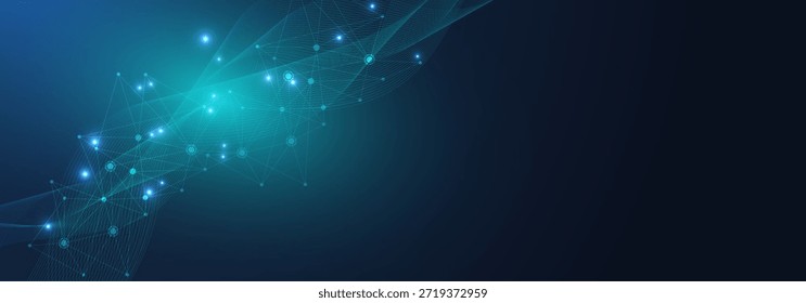 Global network connection website header or banner design. Abstract background with connecting dots and lines. Global business. Social network communication. Internet technology. illustration.