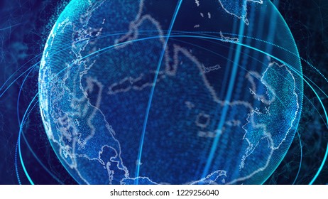 Global network connection. World map point. Representing the global. Network connection. 3D rendering.