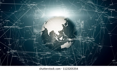 Global Network Connections Connecting Countries Around Stock ...