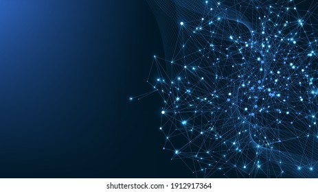 Global Network Connections With Points And Lines. Wireframe Background. Abstract Connection Structure. Polygonal Space Background, Illustration.