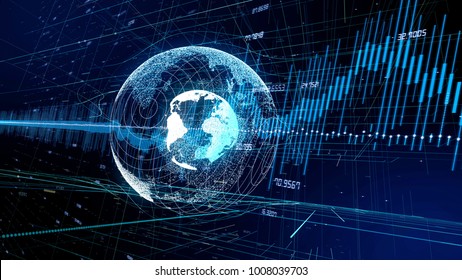 Global network and financial technology concept.