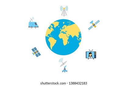 Global Network icon. Communication technology signal background icon.