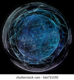 Global network internet technologies. Digital world map.