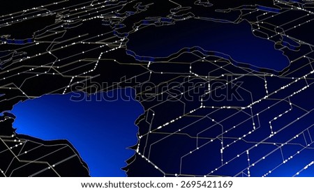 Global Network Lines And Data Nodes 3D Render