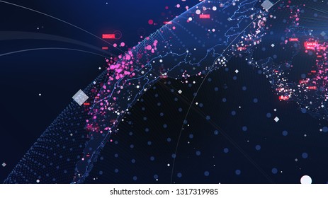 Global Network Technology. Data exchange and global network over the world 3D rendering.
Global network connection and data connections concept