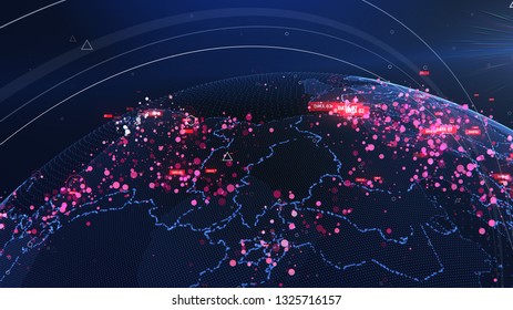 Global Network Technology. Data exchange and global network over the world 3D rendering.
Global network connection and data connections concept