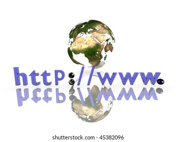 Global operating internet concept. Earth isolated on white
