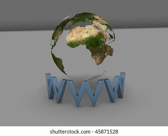 Global operating internet concept. Earth isolated on white