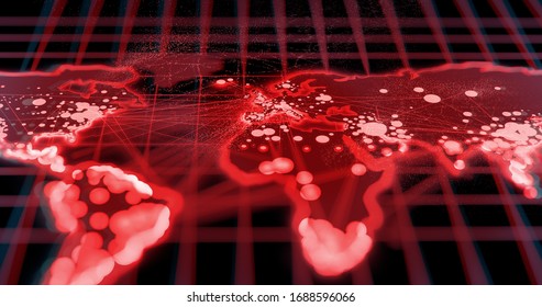 A Global Pandemic - Covid-19 Coronavirus - Visualization Data World Map Showing The Spread Of The Outbreak. 3D Illustration.