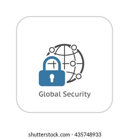 Global Security Icon. Flat Design. Business Concept. Isolated Illustration.