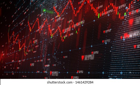 Global Stock Market Down Turn Into A Negative Growth Recession - 3D Illustration Rendering