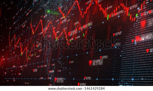 Global stock market down turn into\
a negative growth recession - 3D illustration\
rendering