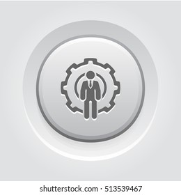 Global Support Icon. Business Concept. Grey Button Design