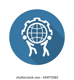 Global Support Icon. Flat Design. Business Concept. Isolated Illustration.