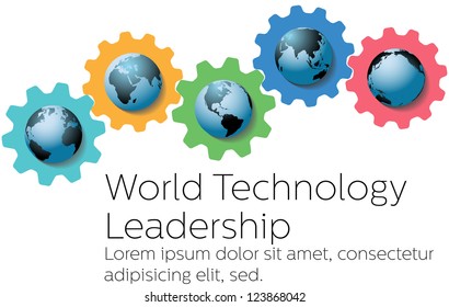 Global technology leadership gears as symbols of world