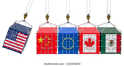 Global Trade War Concept, 3D Rendering Isolated On White Background