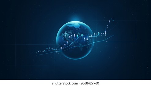 Global Trading Financial Business Stock Market Chart And Technology Trade Exchange Finance Graph On Digital Economy Price 3d Background With Profit Investment. Elements Of This Image Furnished By NASA