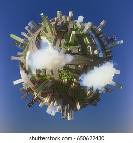 Global View Of Business World. 3d Illustration