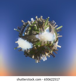 Global View Of Business World. 3d Illustration