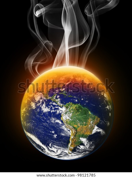地球温暖化地球を破壊する 地球と月の画像はnasaのパブリックドメイン画像 のイラスト素材