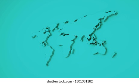 Global world map, 3d flat Earth map are on wall, globe worldmap symbol, 3d rendering computer generated background