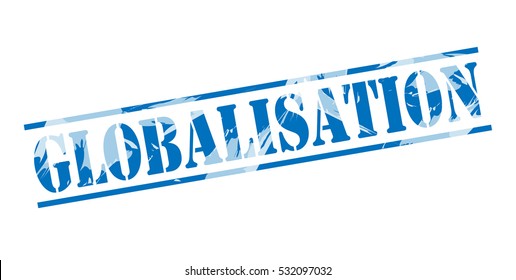 Globalisation Blue Stamp On White Background