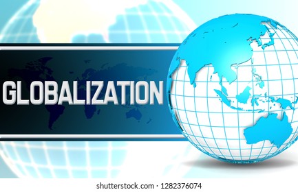 Globalization with sphere globe with white background, 3d rendering