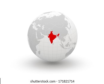 Globe. 3d. India. Elements of this image furnished by NASA