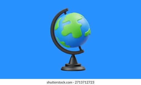 Globe 3D Rendering — World Map, Geography, and Education Background